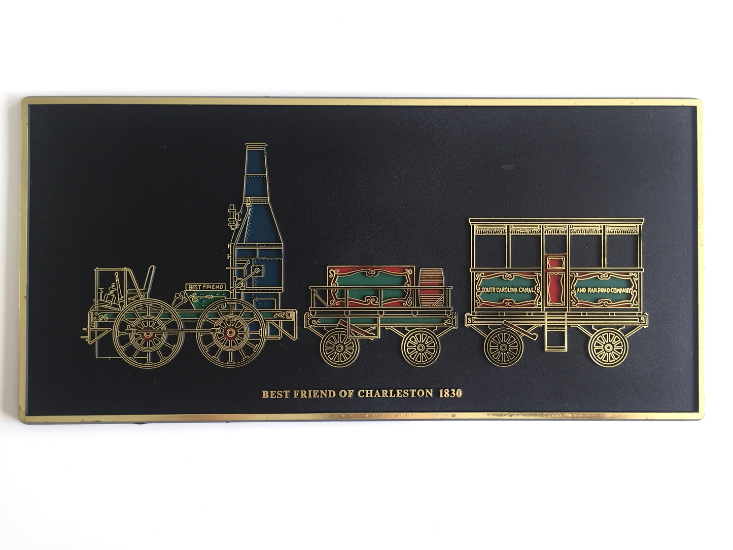 Vintage Railroad Art Plaque: The Best Friend of Charleston 1930 Locomotive
