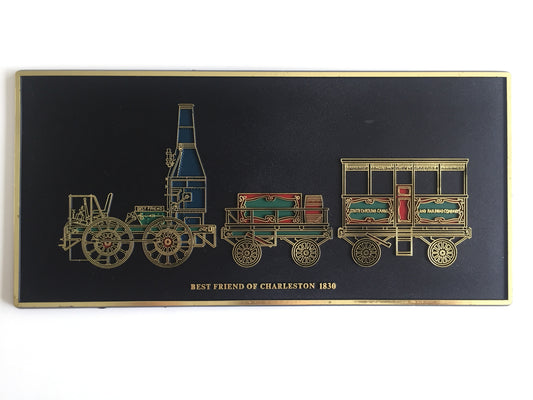 Vintage Railroad Art Plaque: The Best Friend of Charleston 1930 Locomotive