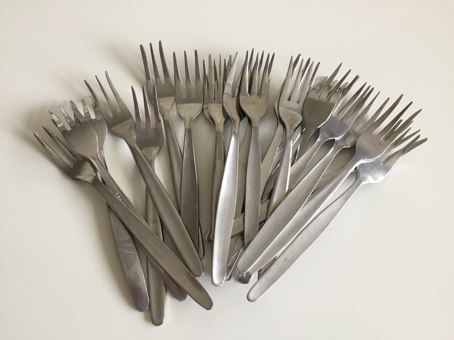 Japanese Stainless Steel Flatware Vintage Set Dessert Forks Cameo Rose Pattern or Plain