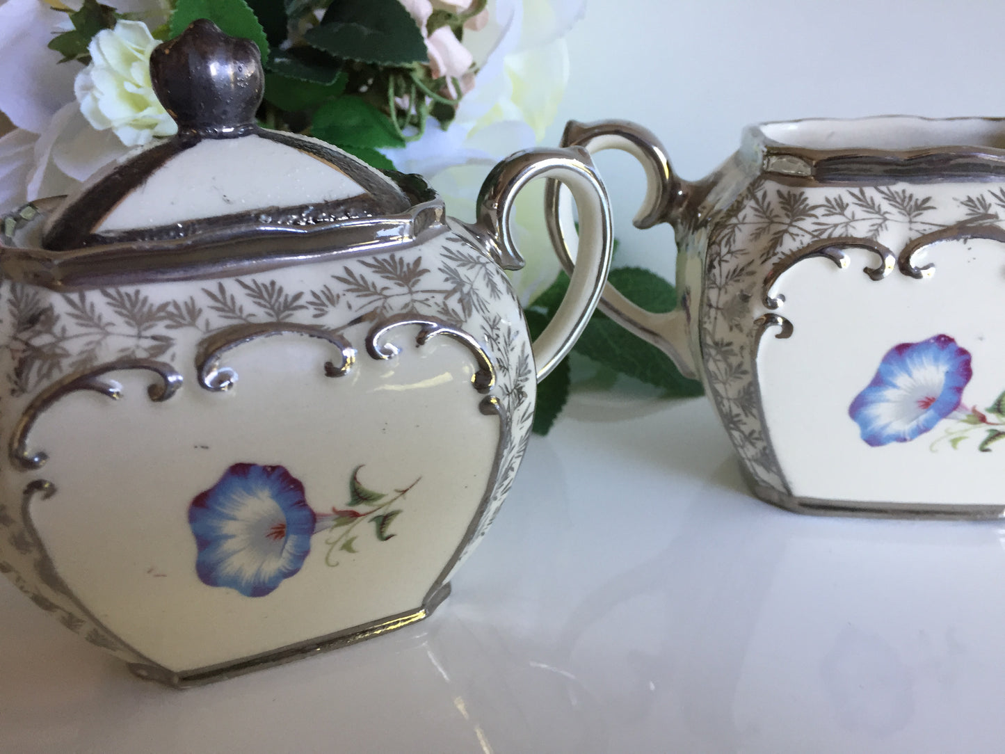 Collectible Vintage Sadler Creamer (milk jug) | Lidded Sugar Bowl Set Made in England