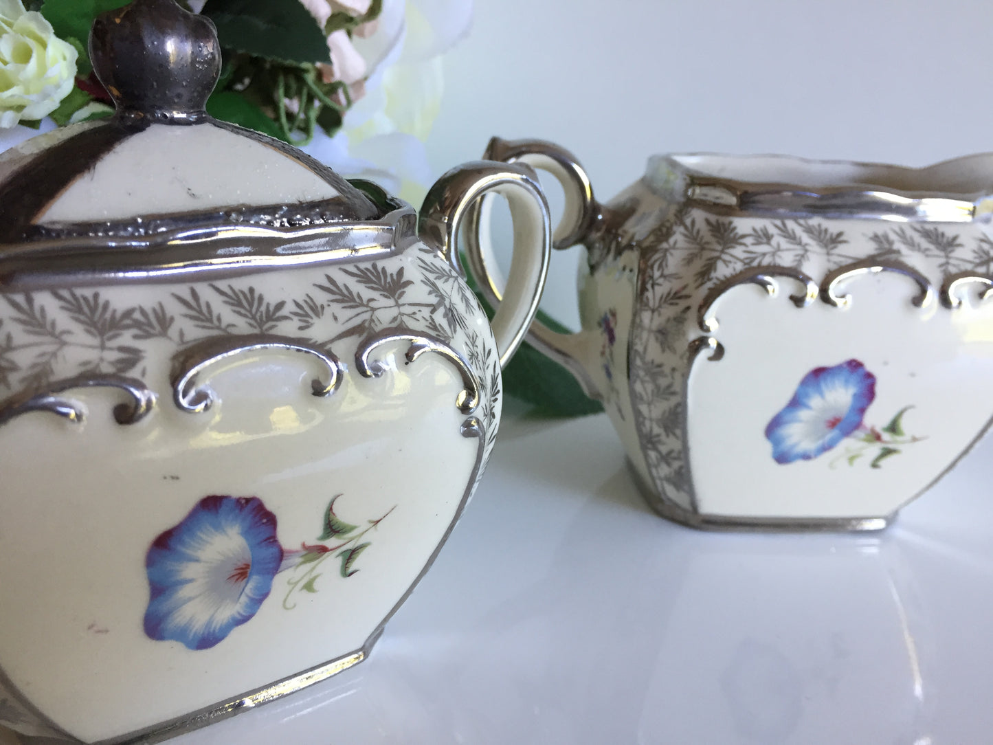 Collectible Vintage Sadler Creamer (milk jug) | Lidded Sugar Bowl Set Made in England