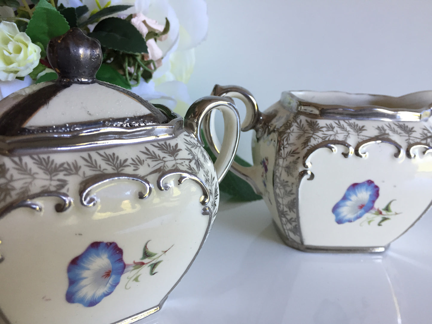 Collectible Vintage Sadler Creamer (milk jug) | Lidded Sugar Bowl Set Made in England