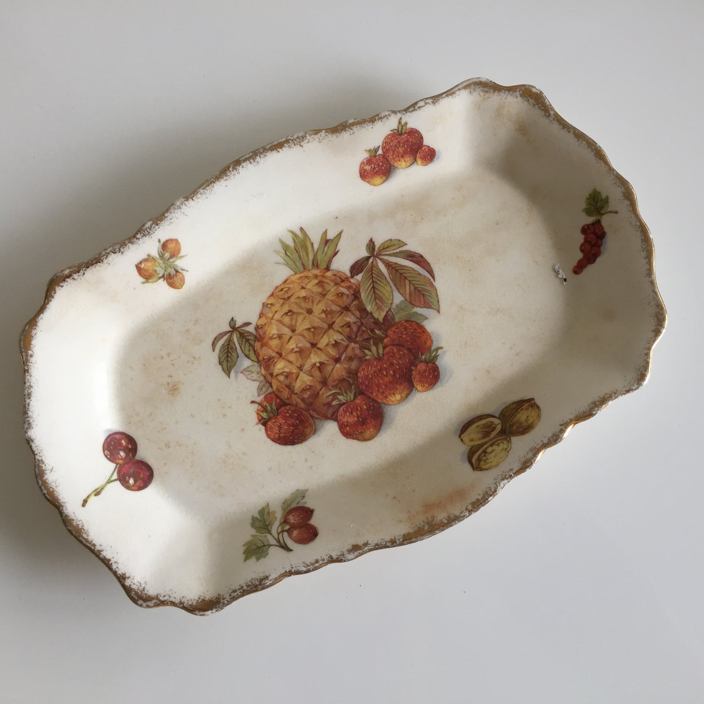 Vintage James Kent Old Foley Small Serving Platter | Pineapple | Fruit Design