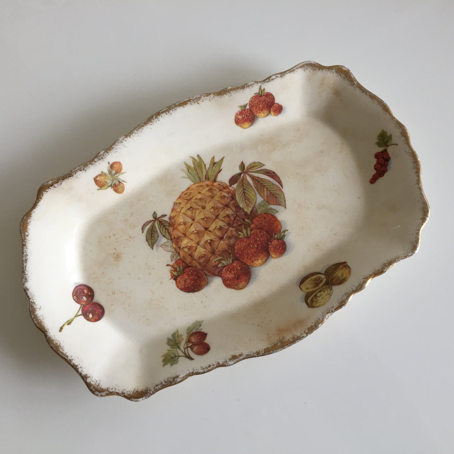 Vintage James Kent Old Foley Small Serving Platter | Pineapple | Fruit Design