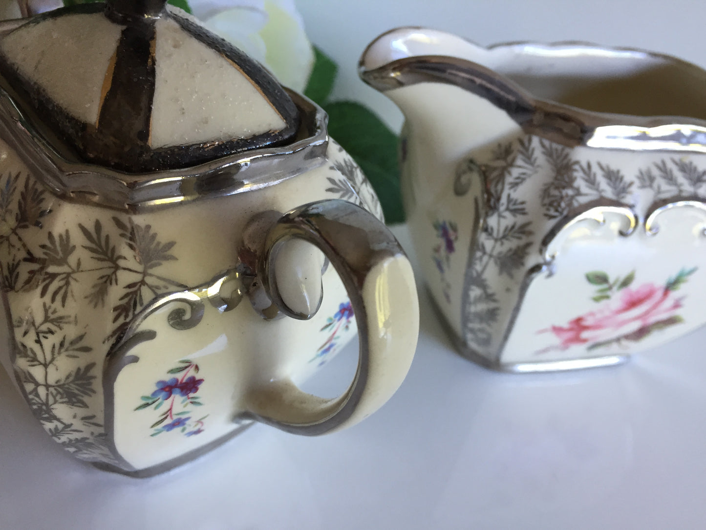 Collectible Vintage Sadler Creamer (milk jug) | Lidded Sugar Bowl Set Made in England