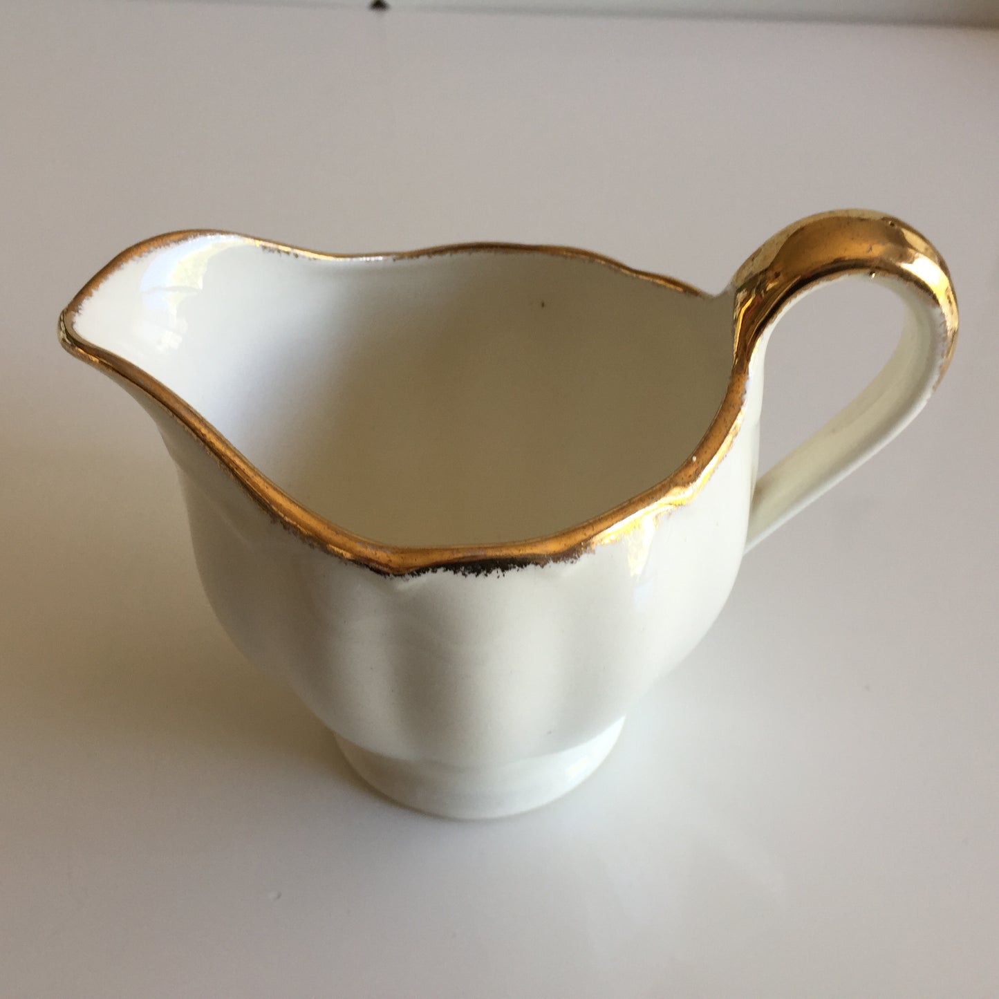 Creampetal Grindley Ivory & Gold Small Vintage Ironstone Creamer