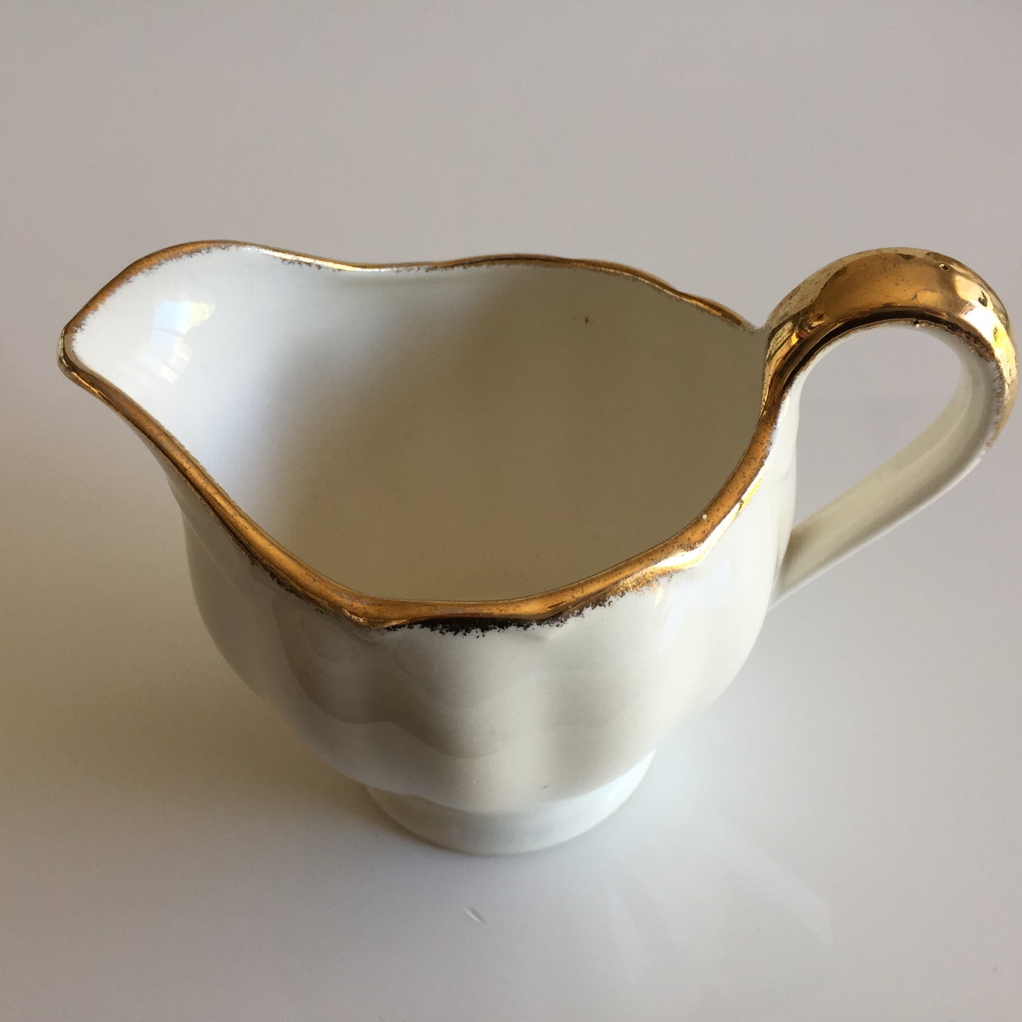 Creampetal Grindley Ivory & Gold Small Vintage Ironstone Creamer