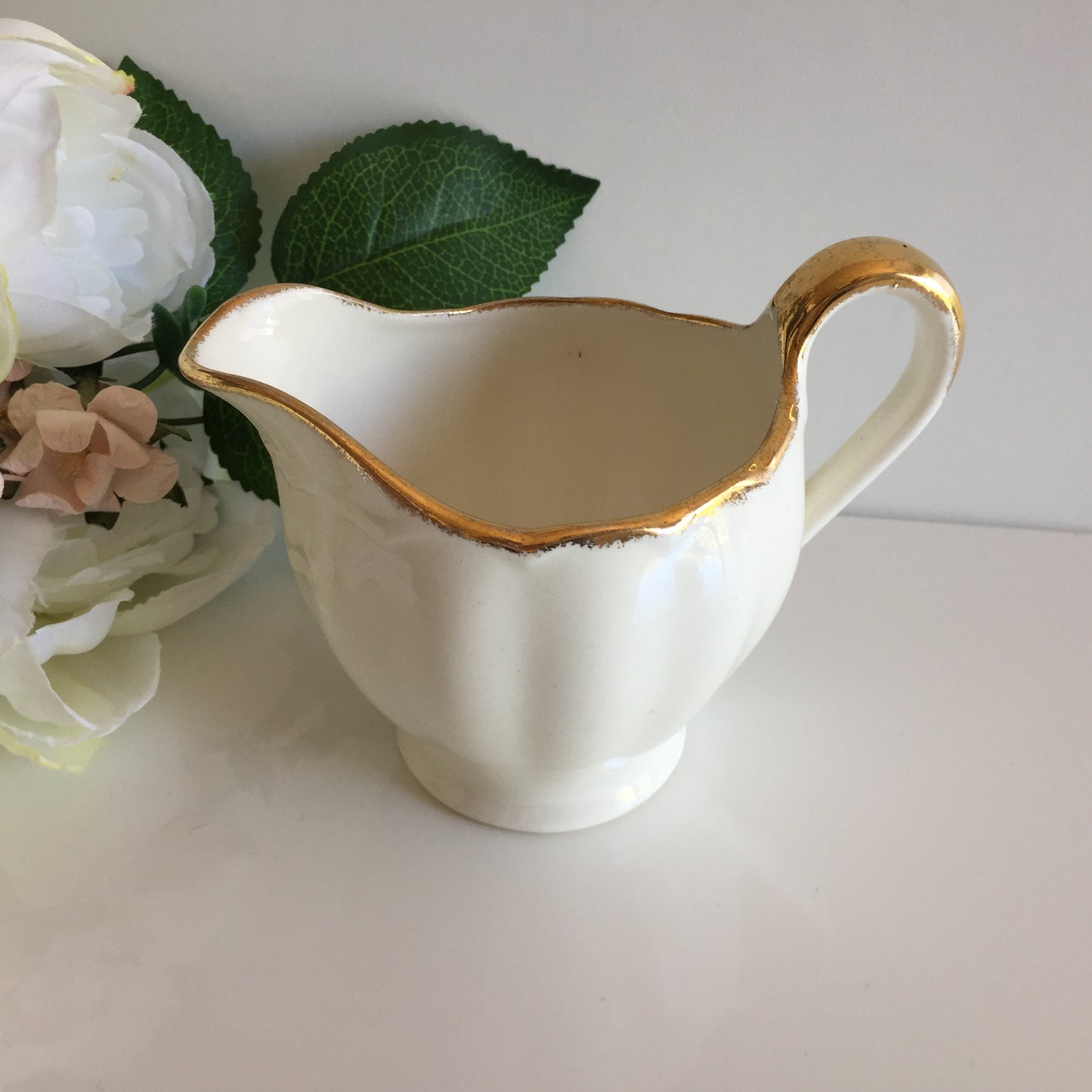 Creampetal Grindley Ivory & Gold Small Vintage Ironstone Creamer