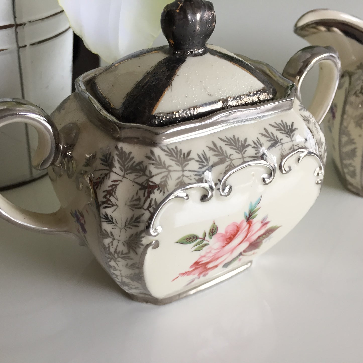 Collectible Vintage Sadler Creamer (milk jug) | Lidded Sugar Bowl Set Made in England