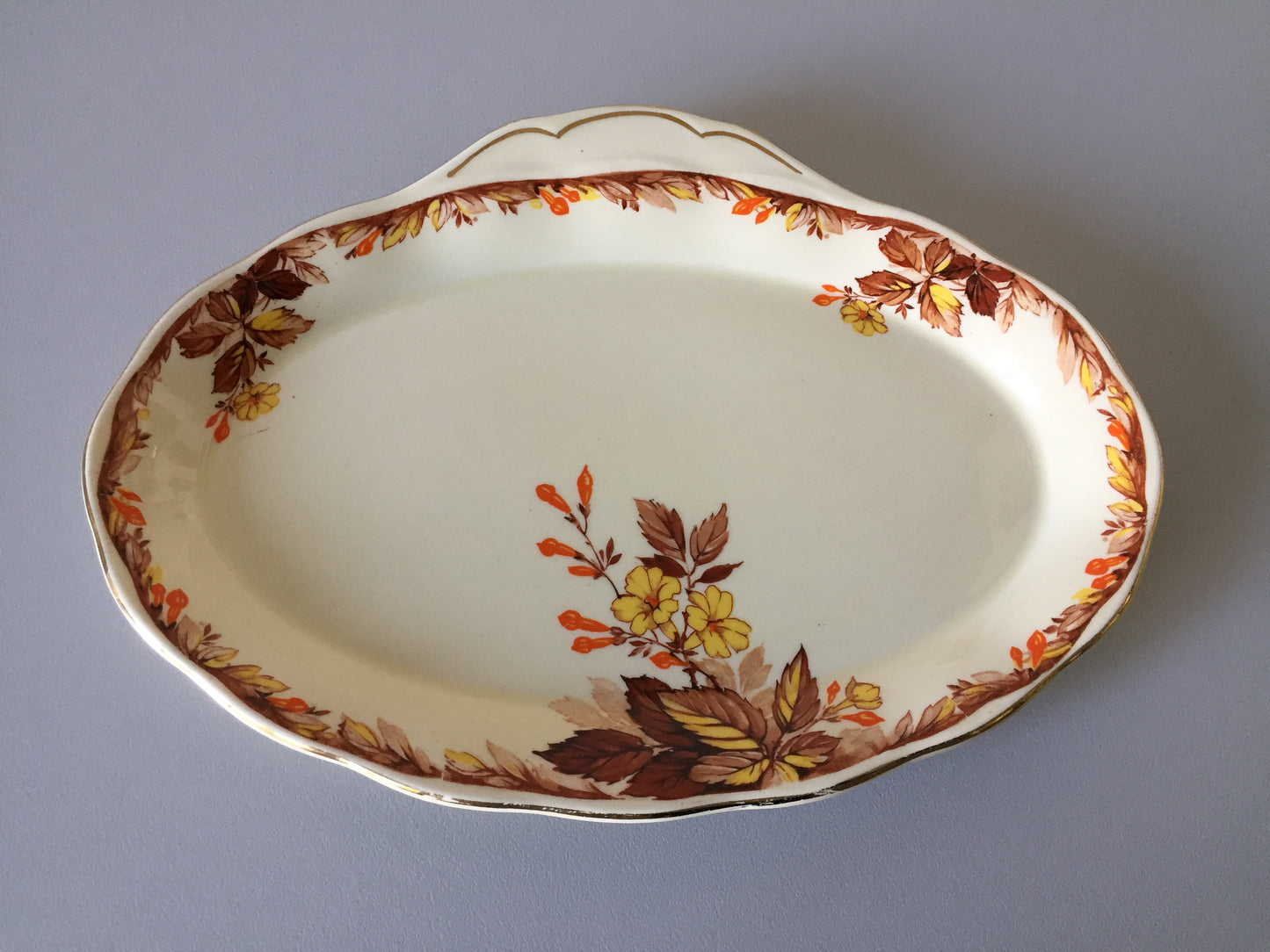 Grindley Creampetal Cumberland Oval Sandwich Platter, Autumn Leaves