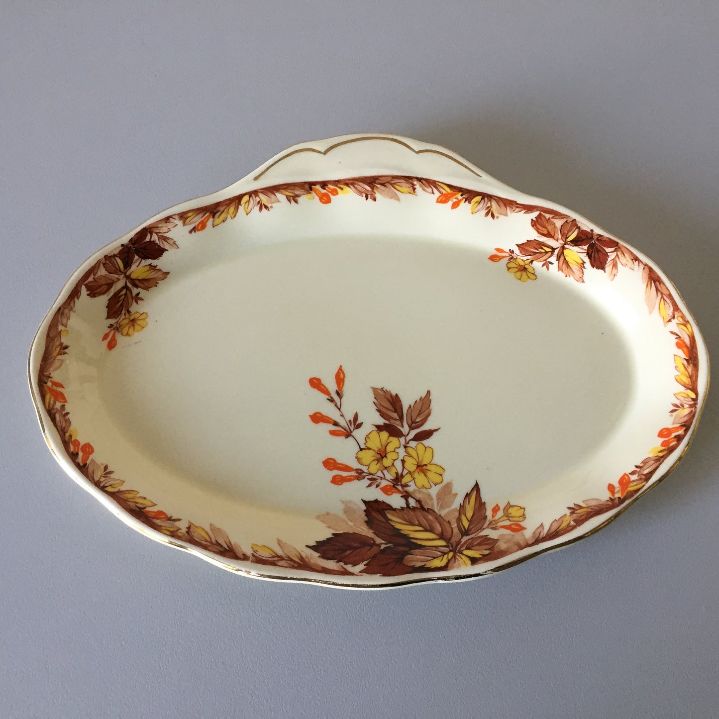 Grindley Creampetal Cumberland Oval Sandwich Platter, Autumn Leaves