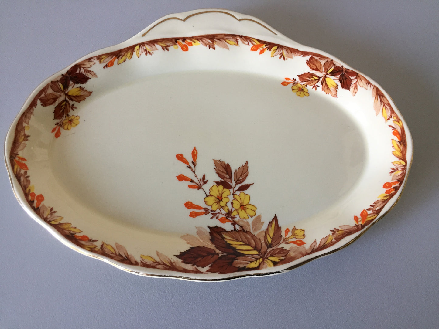 Grindley Creampetal Cumberland Oval Sandwich Platter, Autumn Leaves