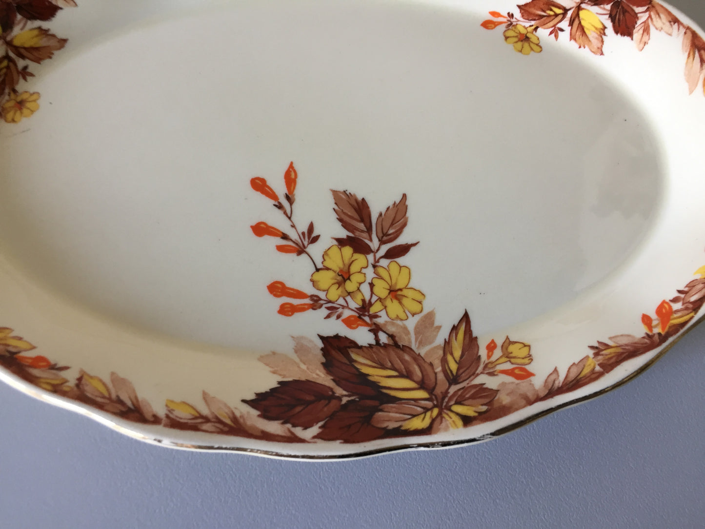 Grindley Creampetal Cumberland Oval Sandwich Platter, Autumn Leaves