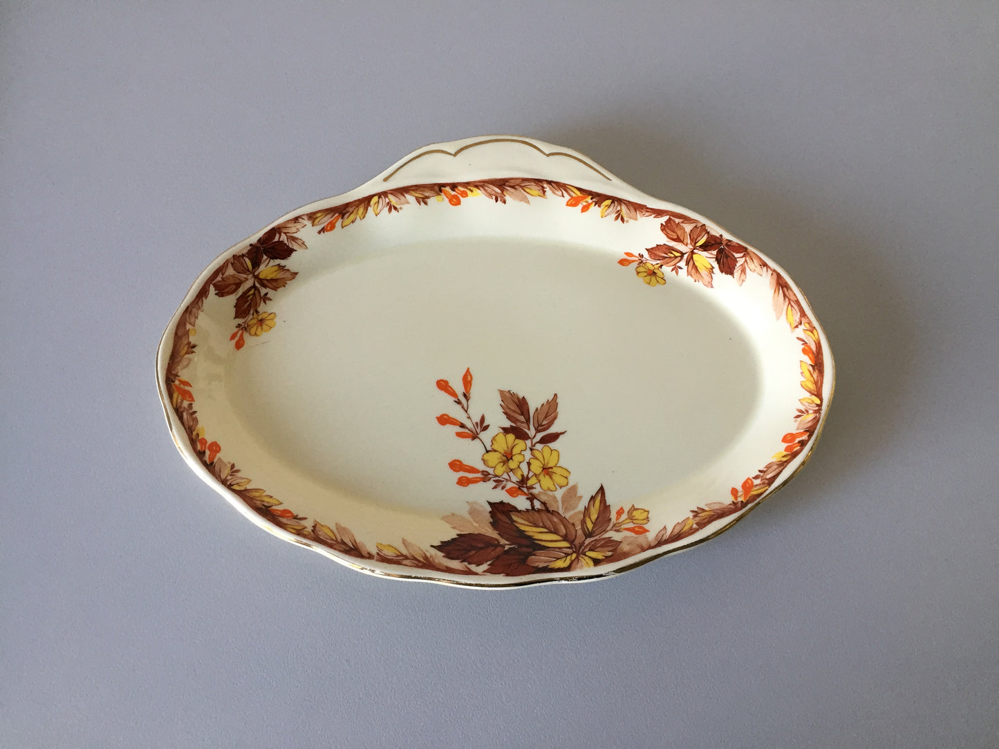 Grindley Creampetal Cumberland Oval Sandwich Platter, Autumn Leaves