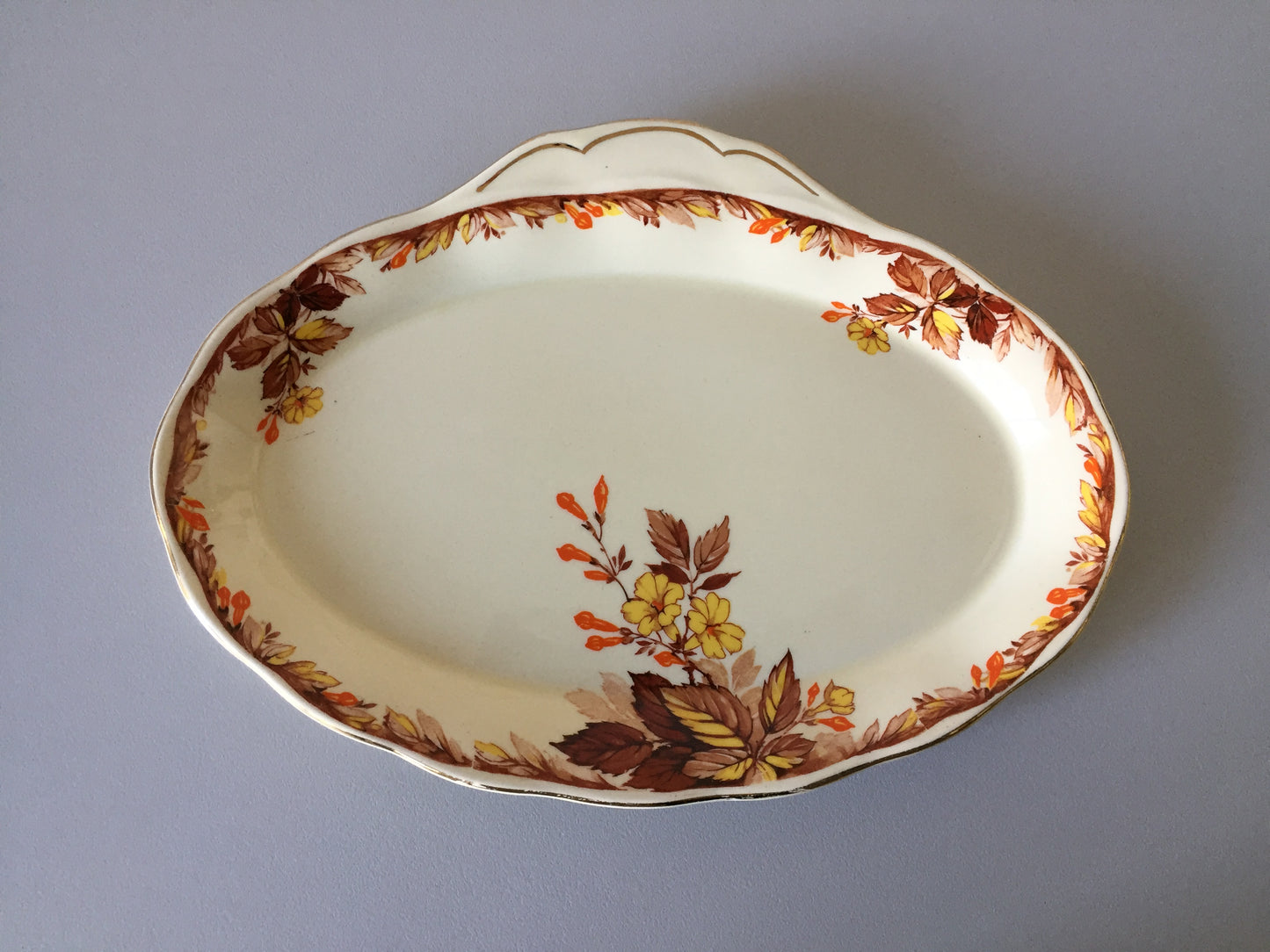 Grindley Creampetal Cumberland Oval Sandwich Platter, Autumn Leaves