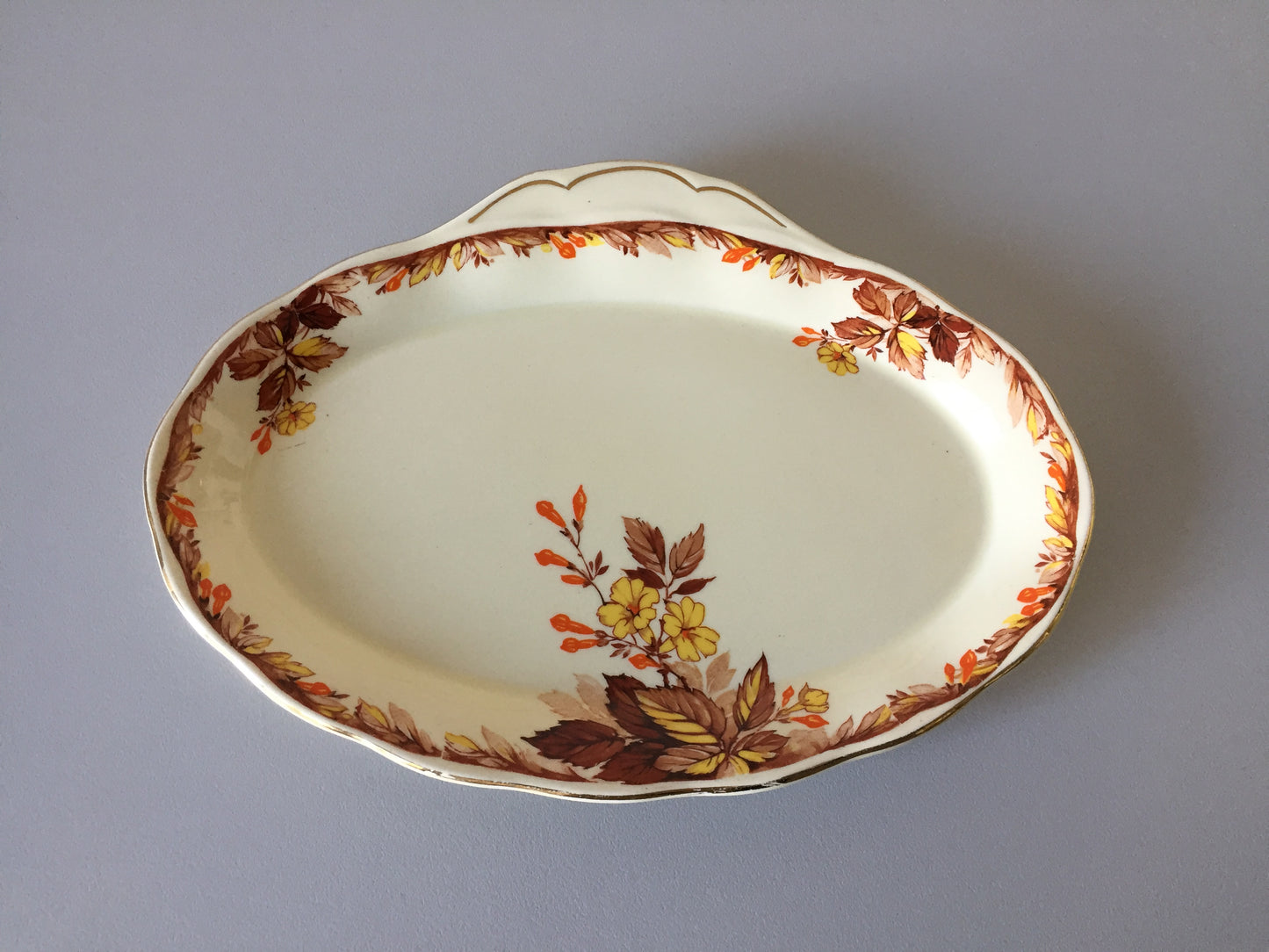 Grindley Creampetal Cumberland Oval Sandwich Platter, Autumn Leaves