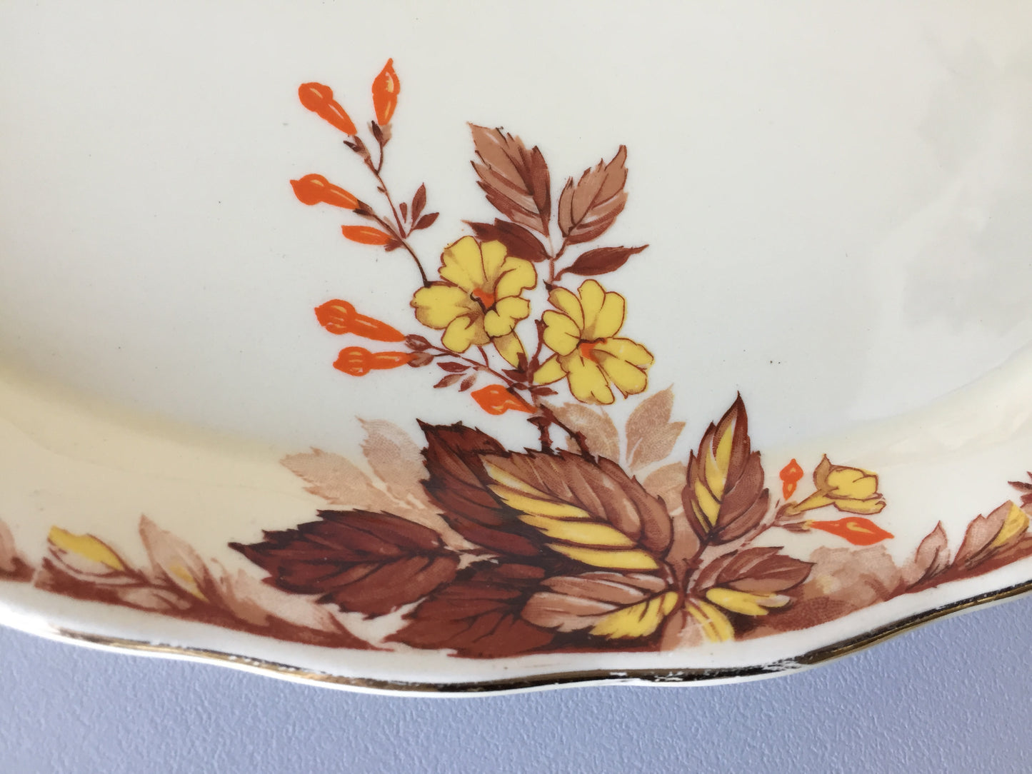 Grindley Creampetal Cumberland Oval Sandwich Platter, Autumn Leaves