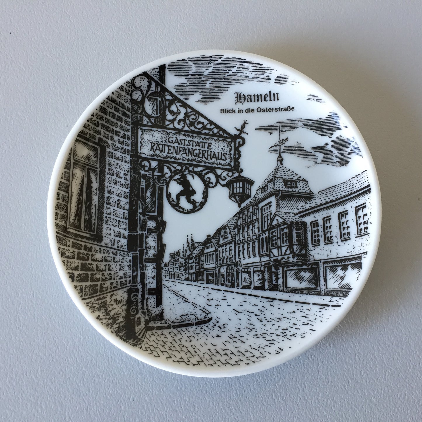 Bavarian Vintage Porcelain Ring Dish Black & White | Drink Coaster