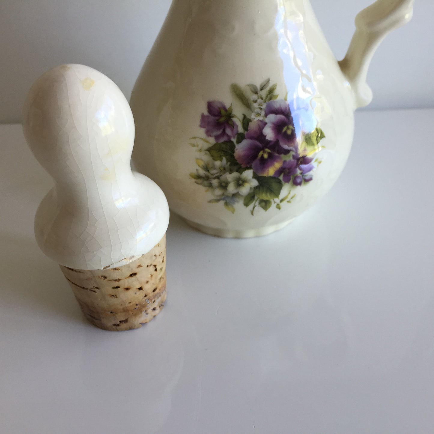Collectible Vintage Pitcher with Purple Floral Pattern Made in New Zealand