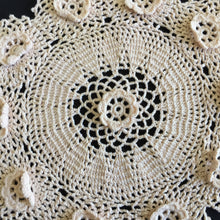 Load image into Gallery viewer, Crocheted Beige Cotton Lace Doily with 3D Irish Rose Pattern