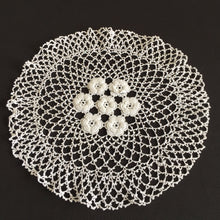 Load image into Gallery viewer, Vintage Crocheted Cotton Lace Doily with 3 Dimensional Irish Roses Pattern