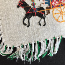Load image into Gallery viewer, Cross Stitch Embroidered Reusable Vintage Cotton Napkin with Fringe
