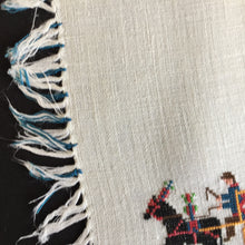Load image into Gallery viewer, Cross Stitch Embroidered Reusable Vintage Cotton Napkin with Fringe