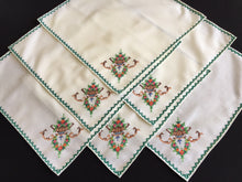Load image into Gallery viewer, Vintage Cross Stitch Hand Embroidered Cotton Reusable Napkins