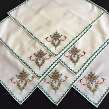 Load image into Gallery viewer, Vintage Cross Stitch Hand Embroidered Cotton Reusable Napkins