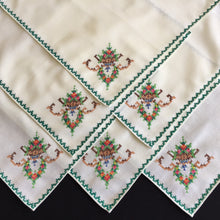 Load image into Gallery viewer, Vintage Cross Stitch Hand Embroidered Cotton Reusable Napkins