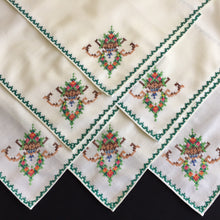 Load image into Gallery viewer, Vintage Cross Stitch Hand Embroidered Cotton Reusable Napkins