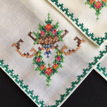 Load image into Gallery viewer, Vintage Cross Stitch Hand Embroidered Cotton Reusable Napkins