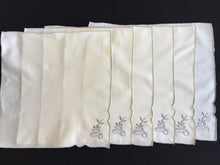 Load image into Gallery viewer, A Set of 6 Hand Embroidered Vintage Beige and Grey Cotton Napkins