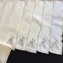 Load image into Gallery viewer, A Set of 6 Hand Embroidered Vintage Beige and Grey Cotton Napkins