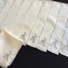 Load image into Gallery viewer, A Set of 6 Hand Embroidered Vintage Beige and Grey Cotton Napkins