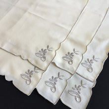 Load image into Gallery viewer, A Set of 6 Hand Embroidered Vintage Beige and Grey Cotton Napkins