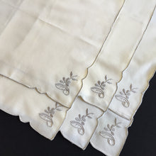 Load image into Gallery viewer, A Set of 6 Hand Embroidered Vintage Beige and Grey Cotton Napkins