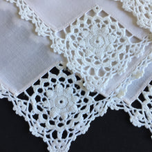 Load image into Gallery viewer, Handmade Vintage Beige Cotton Napkins with Crochet Lace