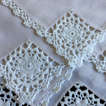 Load image into Gallery viewer, Handmade Vintage Beige Cotton Napkins with Crochet Lace