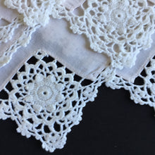 Load image into Gallery viewer, Handmade Vintage Beige Cotton Napkins with Crochet Lace