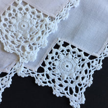 Load image into Gallery viewer, Handmade Vintage Beige Cotton Napkins with Crochet Lace