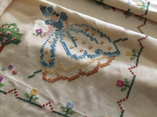 Load image into Gallery viewer, Australian Vintage Hand Embroidered Linen Tablecloth