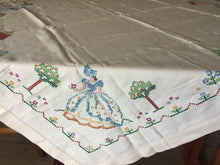Load image into Gallery viewer, Australian Vintage Hand Embroidered Linen Tablecloth