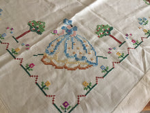 Load image into Gallery viewer, Australian Vintage Hand Embroidered Linen Tablecloth