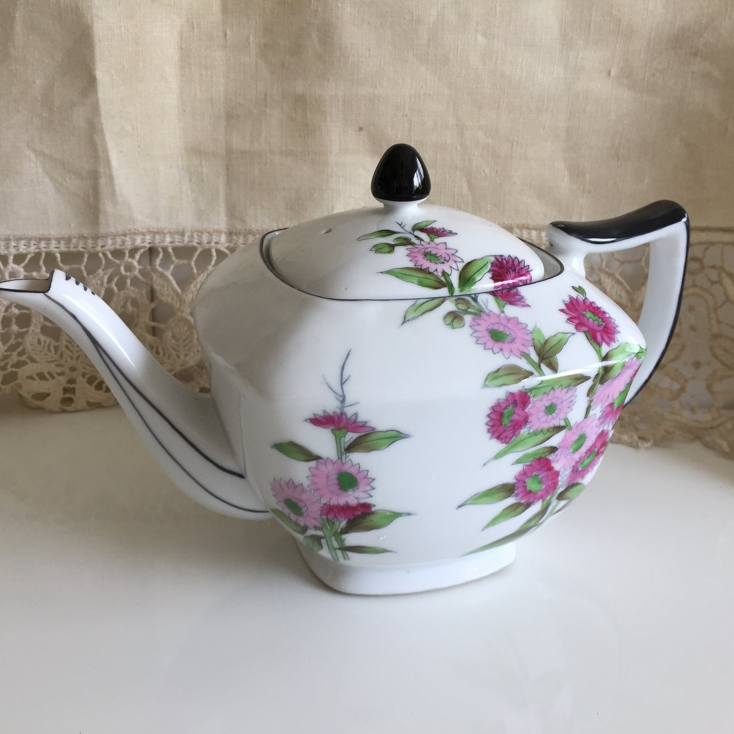 ROKKO Japanese Vintage Teapot Art Deco Floral Pattern