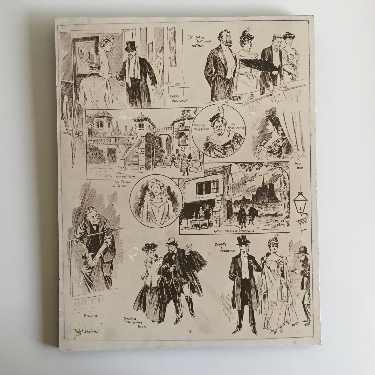 Vintage Mounted Prints of Victorian | Edwardian Theatre Themed Photo Collage | Drawings