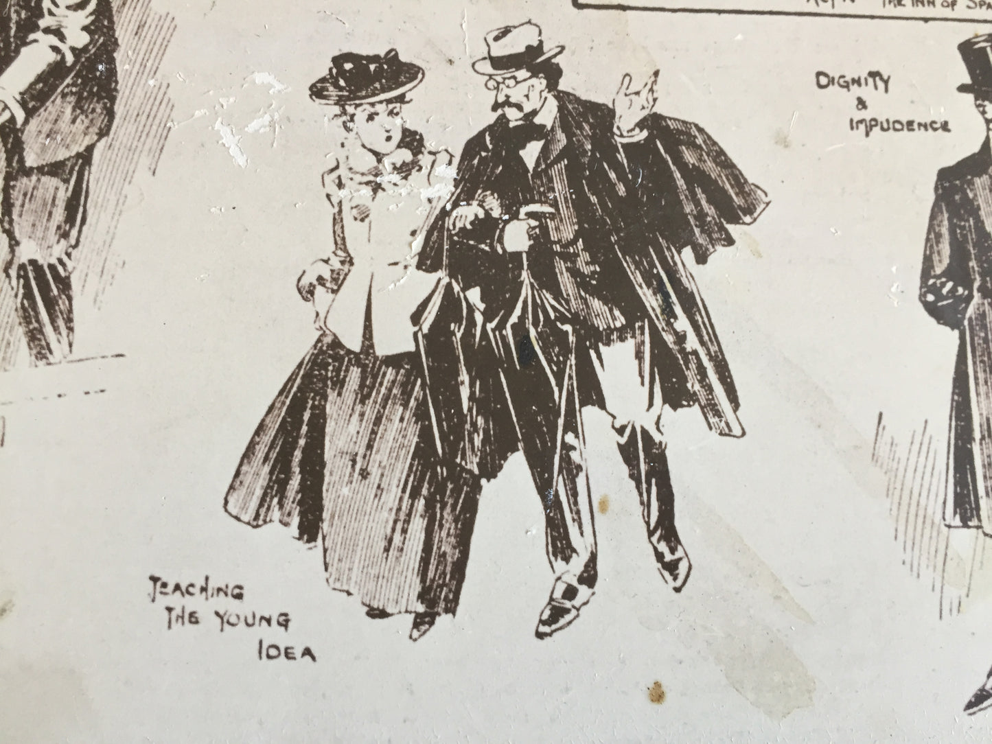 Vintage Mounted Prints of Victorian | Edwardian Theatre Themed Photo Collage | Drawings