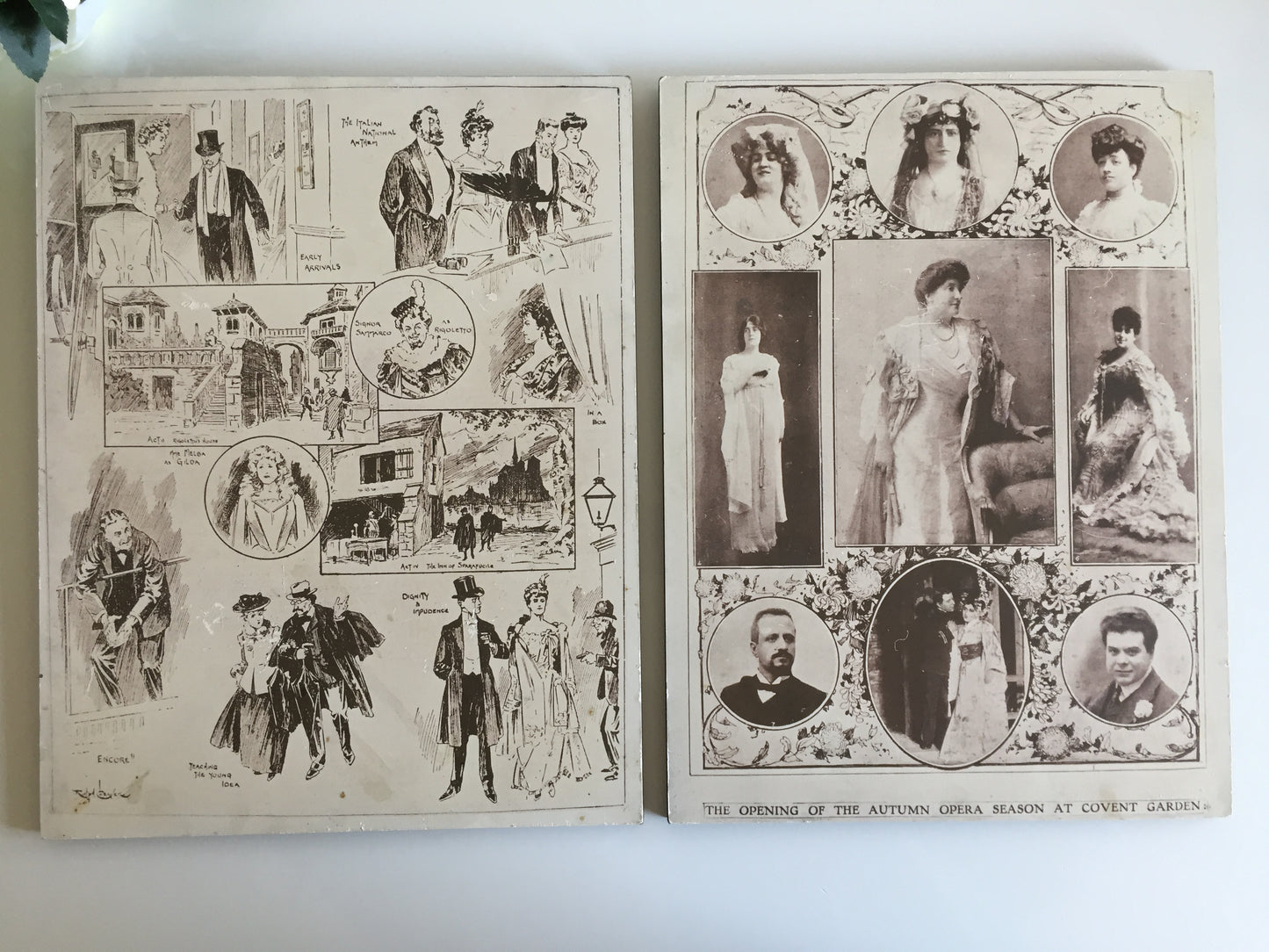 Vintage Mounted Prints of Victorian | Edwardian Theatre Themed Photo Collage | Drawings