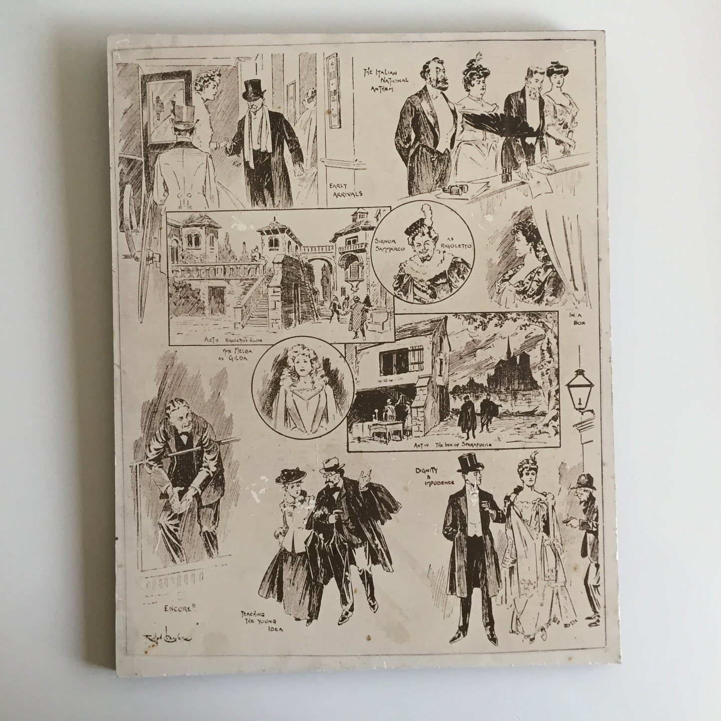 Vintage Mounted Prints of Victorian | Edwardian Theatre Themed Photo Collage | Drawings