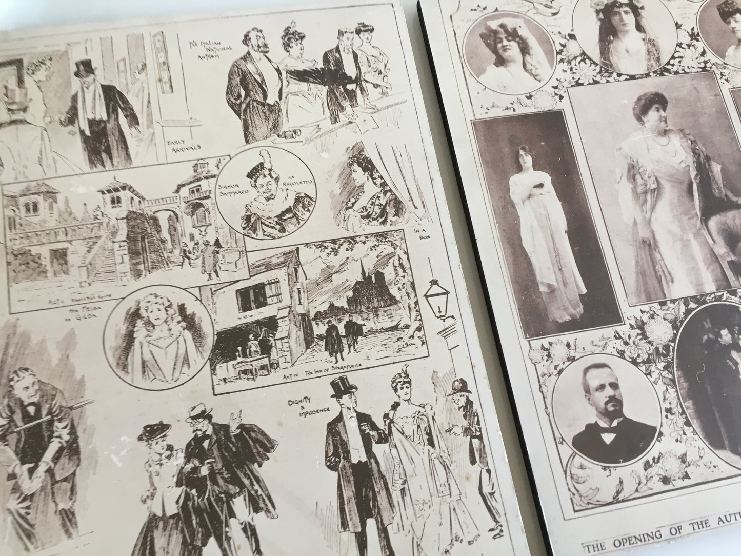 Vintage Mounted Prints of Victorian | Edwardian Theatre Themed Photo Collage | Drawings